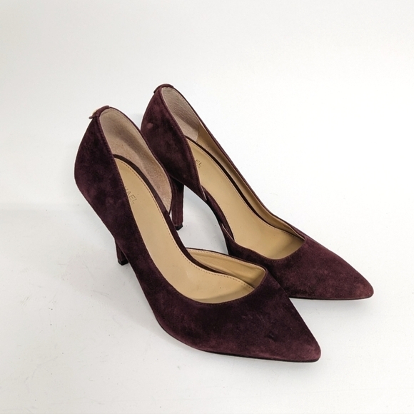 Michael Michael Kors Pointy Toe Suede Stiletto Pumps Maroon 8.5 evening cocktail - Picture 1 of 8